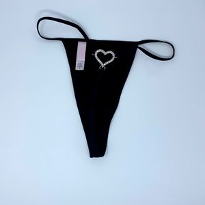 RARE 🦄Vintage Victoria’s Secret Thong with Rhinestone Heart